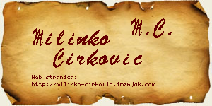 Milinko Ćirković vizit kartica